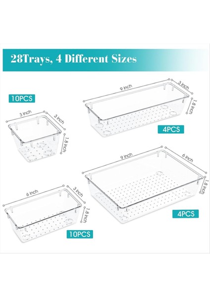 Kozmetik, Mücevher ve Mutfak Eşyaları Için Şeffaf Plastik Çekmece Saklama Kutusu Seti, Masa Çekmecesi Saklama Tepsisi (Yurt Dışından) fiyatları