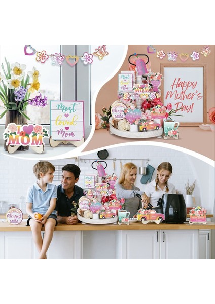 Anneler Günü Tepsi Ahşap El Sanatları Katmanlı Tepsi Dekorasyonu Ev Kolye Yaratıcıları Dekorasyon (Yurt Dışından) fiyatları