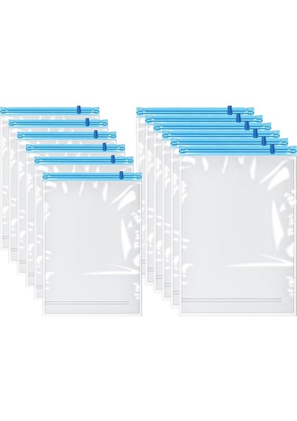 12'li Paket Vakumlu Sıkıştırma Torbaları Seyahat Saklama Çantası Ev Giysileri Sıkıştırma Torbası Seyahat Hava Çıkarma Vakumu (Yurt Dışından)