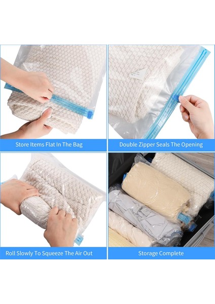 12'li Paket Vakumlu Sıkıştırma Torbaları Seyahat Saklama Çantası Ev Giysileri Sıkıştırma Torbası Seyahat Hava Çıkarma Vakumu (Yurt Dışından) fırsatları