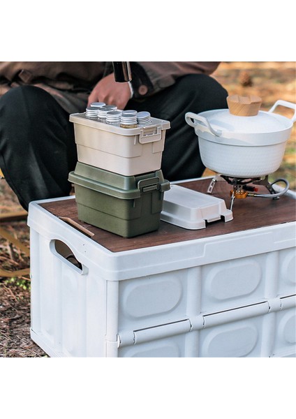 Açık Hava Depolama Kutusu Kamp Seyahat Yürüyüş Barbekü Barbekü Araba Bagajı Depolama Kutusu, Krem Beyaz (Yurt Dışından) indirimleri