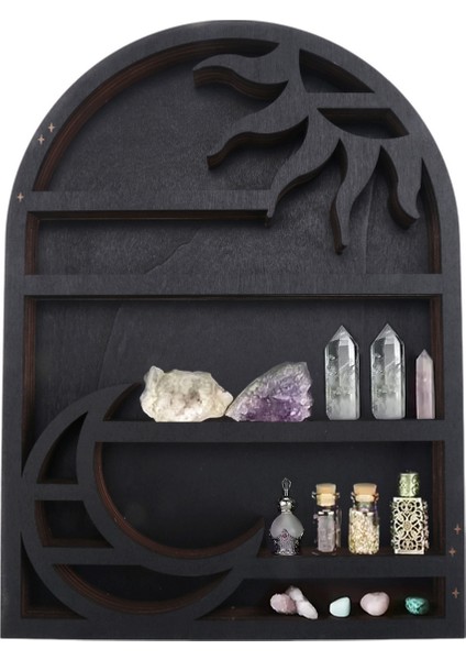 Ahşap Depolama Rafı - Şık ve Pratik Duvar Rafı, Hilal Güneş ve Ay Kristal Raf (Yurt Dışından)