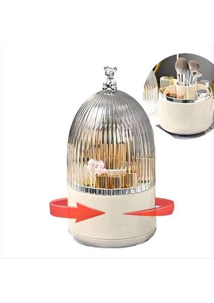 Kapaklı Dönebilen Makyaj Fırçası Tutucu Düzenleyici, 360° Dönebilen, Toz Geçirmez, Şeffaf Akrilik Kapaklı Makyaj Fırçası Kabı, A (Yurt Dışından) fiyatları