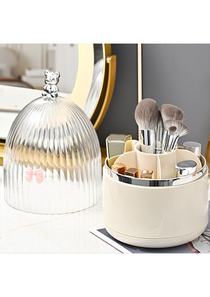 Kapaklı Dönebilen Makyaj Fırçası Tutucu Düzenleyici, 360° Dönebilen, Toz Geçirmez, Şeffaf Akrilik Kapaklı Makyaj Fırçası Kabı, A (Yurt Dışından) fırsatları