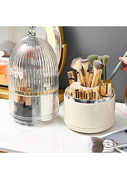 Kapaklı Dönebilen Makyaj Fırçası Tutucu Düzenleyici, 360° Dönebilen, Toz Geçirmez, Şeffaf Akrilik Kapaklı Makyaj Fırçası Kabı, A (Yurt Dışından) indirimleri