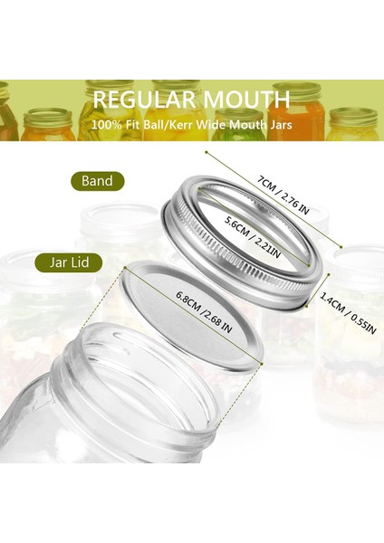 20 Adet Mason Kavanoz Kapakları ve Halkaları Seti, Normal Ağızlı Konserveleme, Bölmeli Tip ve Sızdırmaz Kapaklar, Ball Kerr Kavanozları (70 Mm) Için (Yurt Dışından) fiyatları