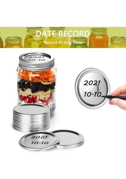 20 Adet Mason Kavanoz Kapakları ve Halkaları Seti, Normal Ağızlı Konserveleme, Bölmeli Tip ve Sızdırmaz Kapaklar, Ball Kerr Kavanozları (70 Mm) Için (Yurt Dışından) fırsatları