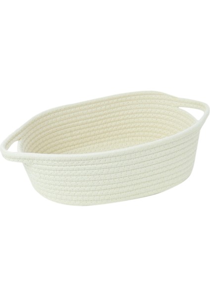 Halat Saklama Sepetleri Düzenleyici Dokuma Sepet - Giysiler, Yatak Takımları ve Havlular Için Taşınabilir Pamuklu Kutular S Krem Beyazı (Yurt Dışından)