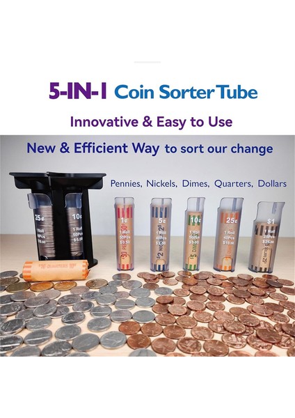 Madeni Para Sarmalayıcılı Madeni Para Ayırıcı Tüp Madeni Para Sayacı, 5'i 1 Arada Para Ayırıcı Para Sayacı Makinesi, Madeni Para Düzenleyici Madeni Para Tutucu (Yurt Dışından) indirimleri