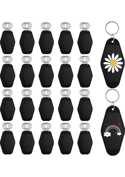 100 Adet Siyah Otel Motel Anahtarlık Toplu Plastik Süblimasyon Boş Anahtarlıklar Vintage Eşkenar Dörtgen Motel Anahtar Etiketleri Çift Taraflı (Yurt Dışından)