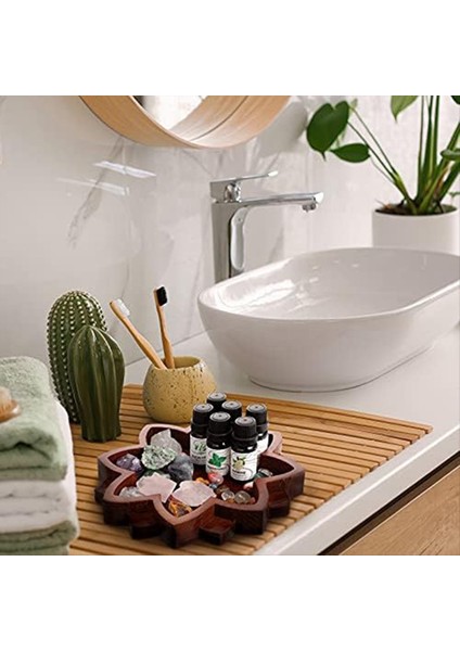 Lotus Kristal Tepsi Ahşap Lotus Şeklinde Kristal Sergileme Tepsisi Retro Mücevher Esansiyel Yağı Kristal Saklama Kutusu (Yurt Dışından) fiyatları