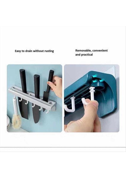 Duvara Monte Mutfak Rafı Bıçaklık Saklama Rafı 6 Kancalı Çatal Bıçak Takımı Düzenleyici Ev Aksesuarları Beyaz (Yurt Dışından) fiyatları