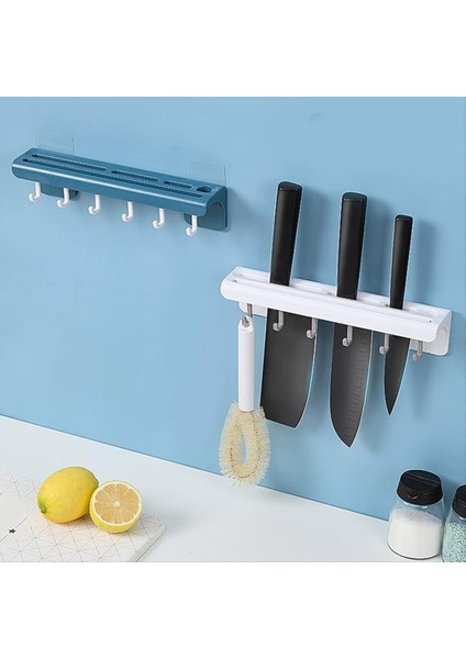 Duvara Monte Mutfak Rafı Bıçaklık Saklama Rafı 6 Kancalı Çatal Bıçak Takımı Düzenleyici Ev Aksesuarları Beyaz (Yurt Dışından) modelleri