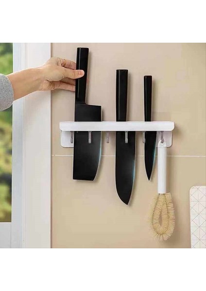 Duvara Monte Mutfak Rafı Bıçaklık Saklama Rafı 6 Kancalı Çatal Bıçak Takımı Düzenleyici Ev Aksesuarları Beyaz (Yurt Dışından) fırsatları