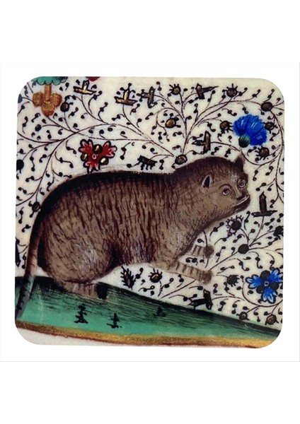 Ortaçağ Kedi Bardak Altlıkları Içecek Seti Kedi Desenli Yuvarlak Bardak Altlıkları, Içecek Bardak Altlıkları Kedi Bardak Altlığı C (Yurt Dışından)