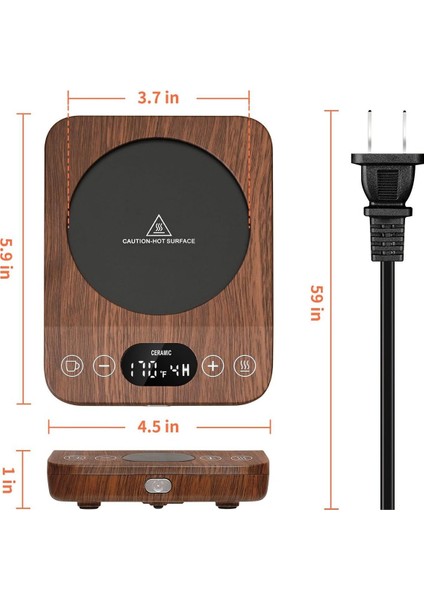 Kahve Kupa Isıtıcı, Otomatik Açma/kapama Yükseltmesi - 9 Sıcaklık Ayarı, 1-9 Zamanlayıcılı Abd Fişi ile Masa Üstü Indüksiyonlu Kupa Isıtıcı (Yurt Dışından) fırsatları
