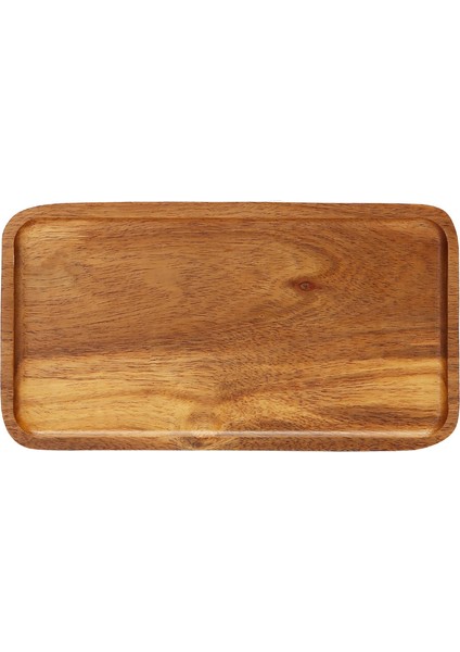Akasya Servis Tepsisi, Dikdörtgen Masif Ahşap Düz Tabanlı Tabak, Meyve Tabağı, Tabak, Çay Tepsisi, Tatlı Tabağı - Küçük (Yurt Dışından)