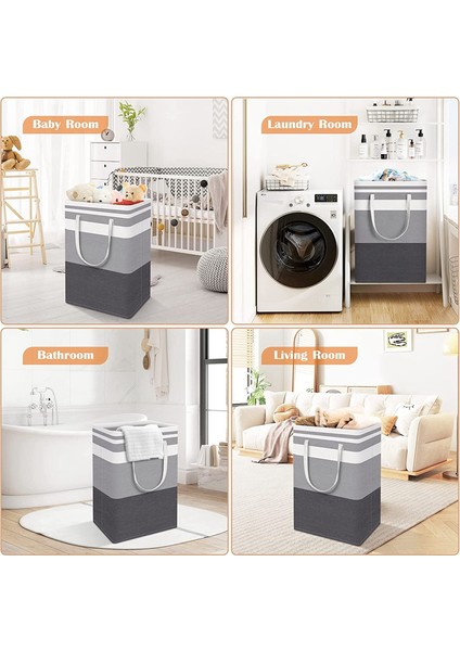 3'lü Katlanabilir Çamaşır Sepeti, Su Geçirmez, Giysi Oyuncakları Için Uzatılmış Saplı Bağımsız Çamaşır Sepeti 75L (Yurt Dışından) fırsatları