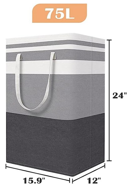 3'lü Katlanabilir Çamaşır Sepeti, Su Geçirmez, Giysi Oyuncakları Için Uzatılmış Saplı Bağımsız Çamaşır Sepeti 75L (Yurt Dışından) indirimleri