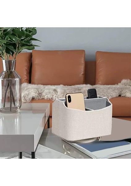 Pu Deri 360 Derece Dönebilen Uzaktan Kumanda/kontrol Cihazı Düzenleyici, Dönen Tv Rehberi/posta/medya Masaüstü Düzenleyici Caddy Tutucu (Bej Keten Doku) (Yurt Dışından) fiyatları