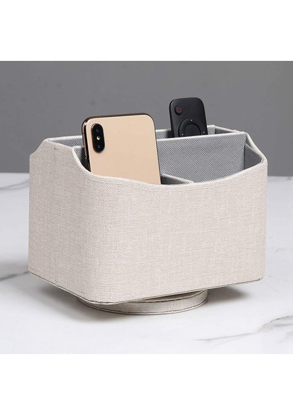 Pu Deri 360 Derece Dönebilen Uzaktan Kumanda/kontrol Cihazı Düzenleyici, Dönen Tv Rehberi/posta/medya Masaüstü Düzenleyici Caddy Tutucu (Bej Keten Doku) (Yurt Dışından) modelleri