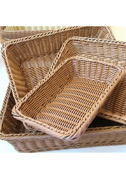 Depolama Sepeti El Yapımı Dikdörtgen Rattan Organizasyon Hasır Ekmeklik Meyve Sebze Atıştırmalık Gıda Kabı S (Yurt Dışından) fiyatları