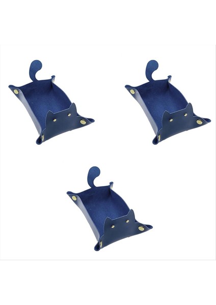 Adet Sevimli Kedi Şeklinde Deri Uşak Tepsisi, Sehpa Için Mücevher Tepsisi, Dekoratif Masa Düzenleyici, Her Şeyi Kapsayan Tepsi Mavi (Yurt Dışından)