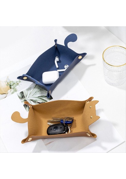 Adet Sevimli Kedi Şeklinde Deri Uşak Tepsisi, Sehpa Için Mücevher Tepsisi, Dekoratif Masa Düzenleyici, Her Şeyi Kapsayan Tepsi Mavi (Yurt Dışından) indirimleri