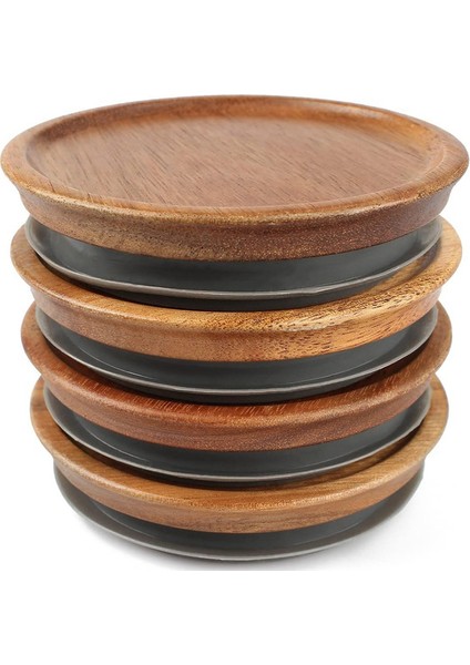 Normal Ağızlı Kavanoz Kapakları, Ahşap Kavanoz Kapakları, Normal Ağızlı Kavanozlar Için Hava Geçirmez Silikon Contalı Konserve Kapakları, 4'lü Paket (Yurt Dışından)