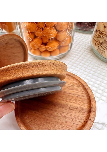 Normal Ağızlı Kavanoz Kapakları, Ahşap Kavanoz Kapakları, Normal Ağızlı Kavanozlar Için Hava Geçirmez Silikon Contalı Konserve Kapakları, 4'lü Paket (Yurt Dışından) fiyatları