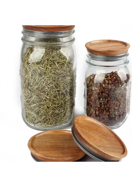 Normal Ağızlı Kavanoz Kapakları, Ahşap Kavanoz Kapakları, Normal Ağızlı Kavanozlar Için Hava Geçirmez Silikon Contalı Konserve Kapakları, 4'lü Paket (Yurt Dışından) fırsatları