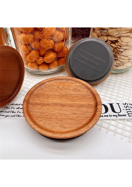 Normal Ağızlı Kavanoz Kapakları, Ahşap Kavanoz Kapakları, Normal Ağızlı Kavanozlar Için Hava Geçirmez Silikon Contalı Konserve Kapakları, 4'lü Paket (Yurt Dışından) indirimleri