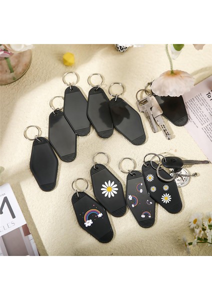 100 Adet Siyah Otel Motel Anahtarlık Toplu Plastik Süblimasyon Boş Anahtarlıklar Vintage Eşkenar Dörtgen Motel Anahtar Etiketleri Çift Taraflı (Yurt Dışından) fırsatları