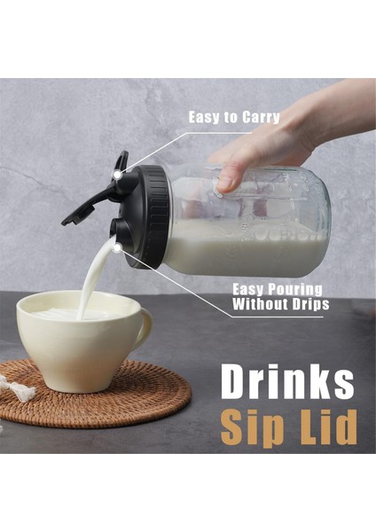 Geniş Ağızlı Kavanozlar Için Dökme Ağızlı Kapaklar, Sos Dökmek Için Hava Geçirmez Konserve Kavanozu Kapaklı Üst Kapak, 4'lü Paket (Yurt Dışından) fırsatları