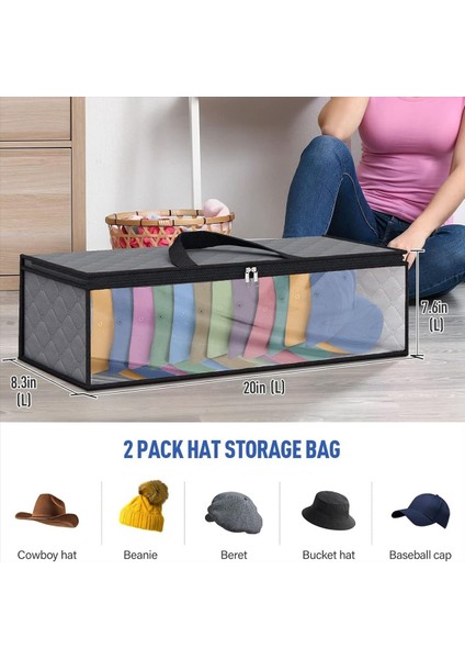 Beyzbol Şapkaları, Şapka Düzenleyici Kılıf, Şapka Askısı ve Dolap Nemlendirmesi Için 2 Taşıma Saplı 2'li Şapka Saklama Çantası (Yurt Dışından) modelleri