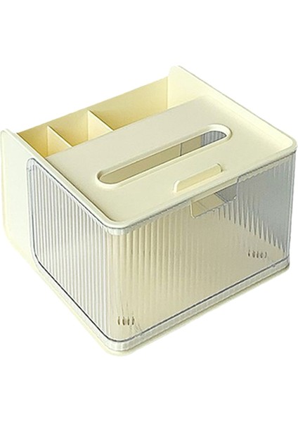 Masaüstü Oturma Odası Çok Amaçlı Mendil Kutusu Masaüstü Kağıt Kutusu Saklama Kutusu Cep Telefonu Rafı Banyo Kutusu Krem Rengi (Yurt Dışından)