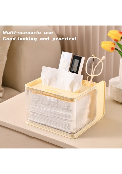 Masaüstü Oturma Odası Çok Amaçlı Mendil Kutusu Masaüstü Kağıt Kutusu Saklama Kutusu Cep Telefonu Rafı Banyo Kutusu Krem Rengi (Yurt Dışından) indirimleri