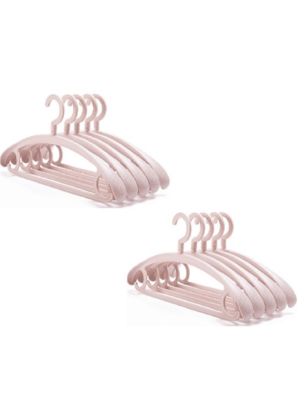 10'lu Paket Ağır Hizmet Tipi Plastik Askılar Döner Kancalı Elbise Askısı Geniş Omuzlu Kaymaz Kalın Askı Pembe (Yurt Dışından)
