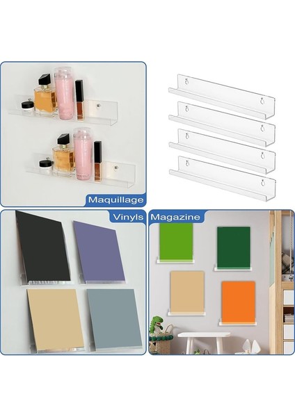 Plak Rafı Duvar Montajı - 8'li Paket 15 Inç Plak Tutucu, Akrilik Şeffaf Albüm Plak Sergileme Rafı Yüzen Raflar (Yurt Dışından) fiyatları