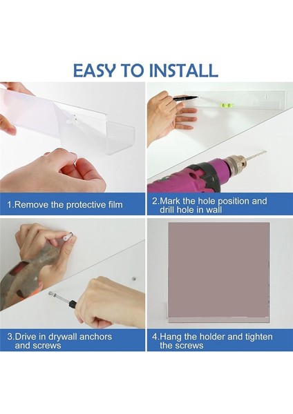 Plak Rafı Duvar Montajı - 8'li Paket 15 Inç Plak Tutucu, Akrilik Şeffaf Albüm Plak Sergileme Rafı Yüzen Raflar (Yurt Dışından) indirimleri