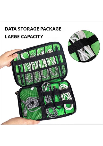 Siyah Yeşil Saklama Çantası Aksesuar Düzenleyici Taşınabilir USB Veri Kablosu Şarj Cihazı Fişi Seyahat Su Geçirmez Düzenleyici (Yurt Dışından) fırsatları