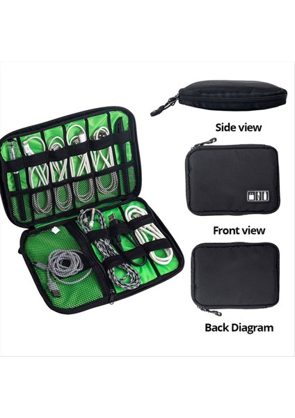 Siyah Yeşil Saklama Çantası Aksesuar Düzenleyici Taşınabilir USB Veri Kablosu Şarj Cihazı Fişi Seyahat Su Geçirmez Düzenleyici (Yurt Dışından) indirimleri