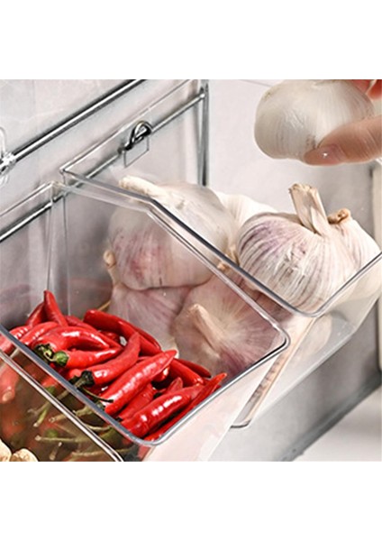 3 Bölmeli Duvara Monte Zencefil Sarımsak Kabı Tezgah Üstü Soğan ve Patates Saklama Kutusu Metal Raflı, Uzunluk 43 cm (Yurt Dışından) indirimleri