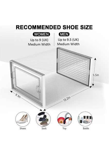 Ayakkabı Saklama Kutusu, Şeffaf Ayakkabı Saklama Kutuları, Sert Plastik Istiflenebilir Düzenleyici Kaplar ve Kutular Beyaz (Yurt Dışından) indirimleri