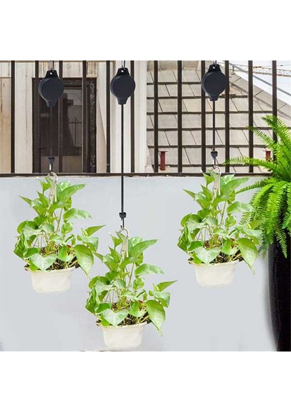 Bitki Makarası Geri Çekilebilir Askı Bitki Makarası Iç Mekan Bitkilerini Asmak Için Ayarlanabilir Yükseklik Tekerleği (4 Adet) Siyah (Yurt Dışından) indirimleri