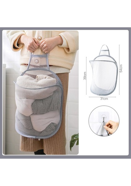 Katlanabilir Depolama Çamaşır Sepeti Düzenleyici Kirli Çamaşır Filesi Duvara Monte Banyo Giysi Askı Sepetleri Kova (Yurt Dışından) indirimleri