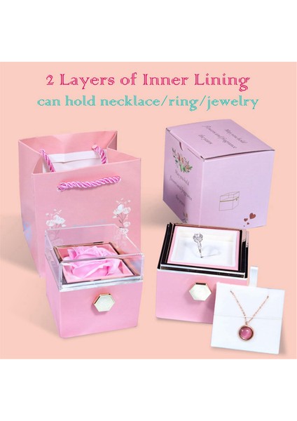 Gül Yüzük Kutusu 360° Dönebilen Kadife Mücevher Kutusu Ebedi Gül Kutusu Sevgililer Günü Anneler Günü Romantik Hediyeler Için Pembe (Yurt Dışından) modelleri