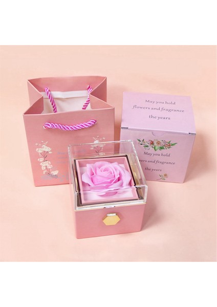 Gül Yüzük Kutusu 360° Dönebilen Kadife Mücevher Kutusu Ebedi Gül Kutusu Sevgililer Günü Anneler Günü Romantik Hediyeler Için Pembe (Yurt Dışından) indirimleri