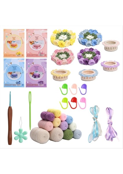 El Yapımı Zambak Bardak Altlıkları, 3 Boyutlu Çiçekli Tığ Işi Bardak Altlığı, El Örgüsü Zambak Bardak Altlığı (Yurt Dışından)