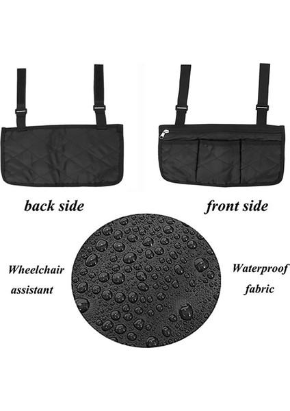 Tekerlekli Sandalye Kol Dayanağı Saklama Çantası, Bebek Arabası Için Su Geçirmez Siyah Yürüteç Saklama Keseli Yanlara Asılabilen Yan Çantalar (Yurt Dışından) fiyatları